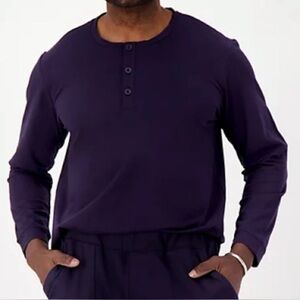 NEW - Men with Control Crew Neck Long Sleeve Henley. A573597. Color: Navy. 2XL